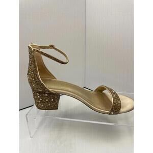 Dream Pairs Gold Embellished Block Heel Sandals